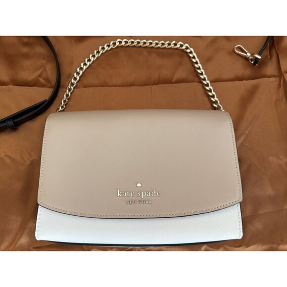 Kate Spade Carson Saffiano Leather Convertible Crossbody Warm Beige Black NWOT - Picture 16 of 16